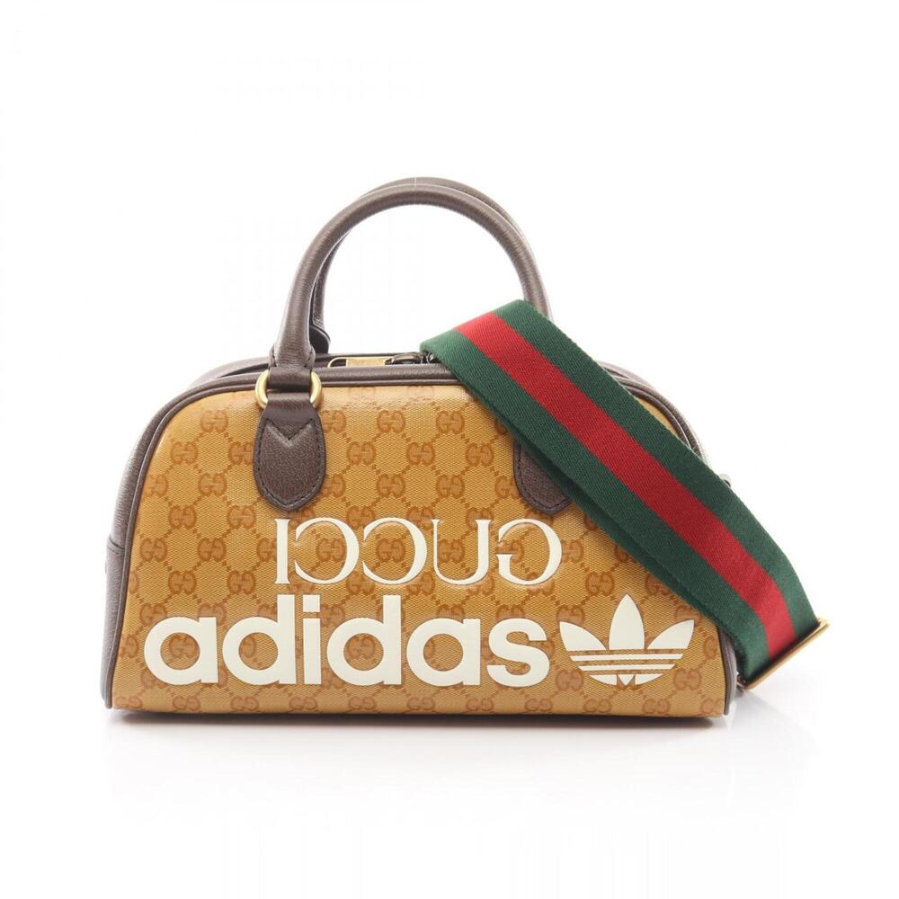 Gucci x adidas Mini Duffle Bag GG Crystal 2-Way Handbag, Coated Canvas Leathe...